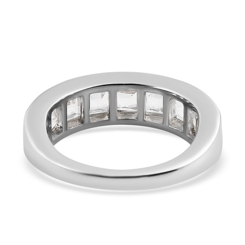 White Topaz Half Eternity Band Ring in Platinum Over Bronze (Size 10.0) 3.15 ctw
