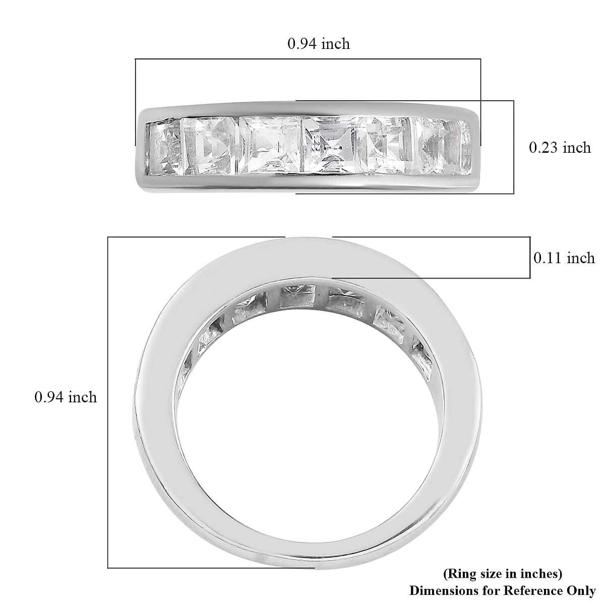 White Topaz Half Eternity Band Ring in Platinum Over Bronze (Size 10.0) 3.15 ctw