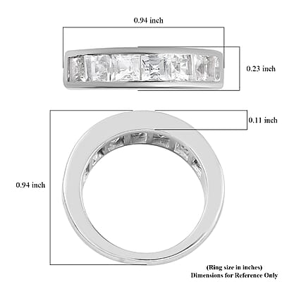 White Topaz Half Eternity Band Ring in Platinum Over Bronze (Size 10.0) 3.15 ctw