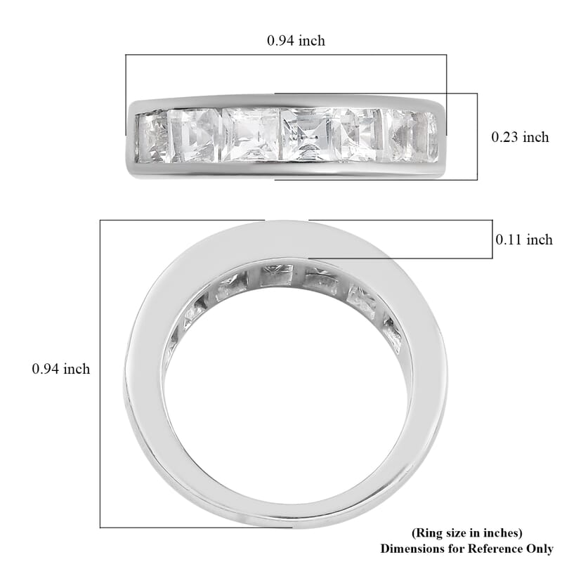 White Topaz Half Eternity Band Ring in Platinum Over Bronze (Size 10.0) 3.15 ctw