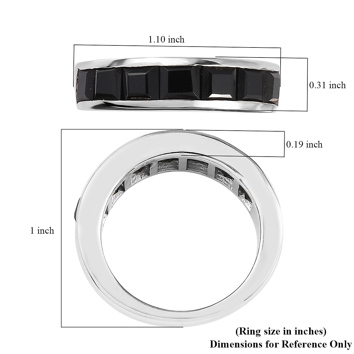 Thai Black Spinel Half Eternity Band Ring in Platinum Over Bronze (Size 10.0) 3.50 ctw image number 5