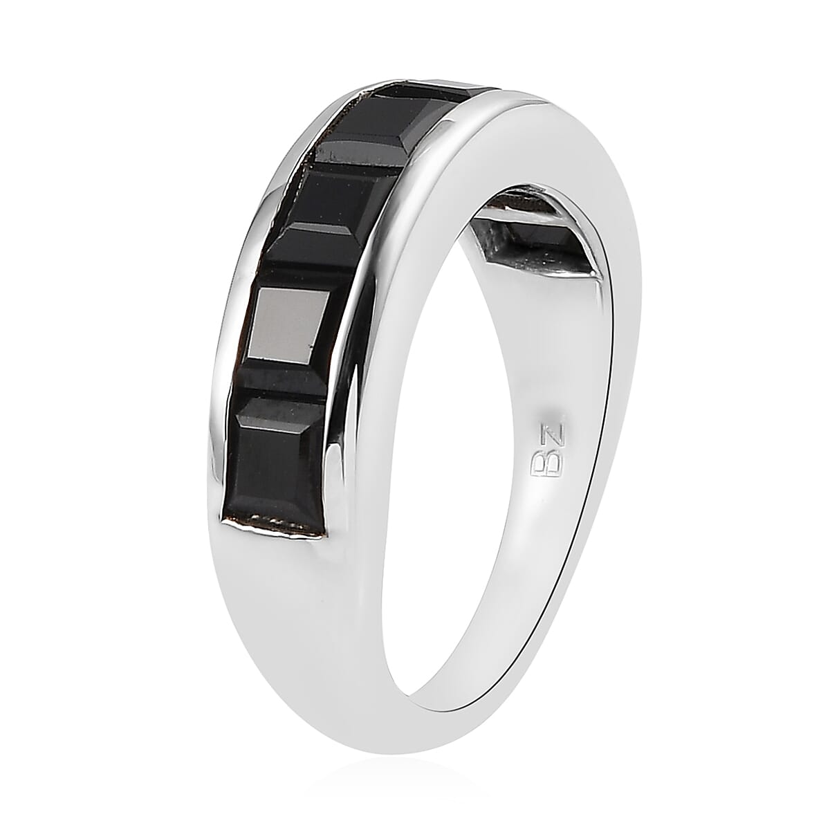 Thai Black Spinel Half Eternity Band Ring in Platinum Over Bronze (Size 5.0) 3.50 ctw image number 3