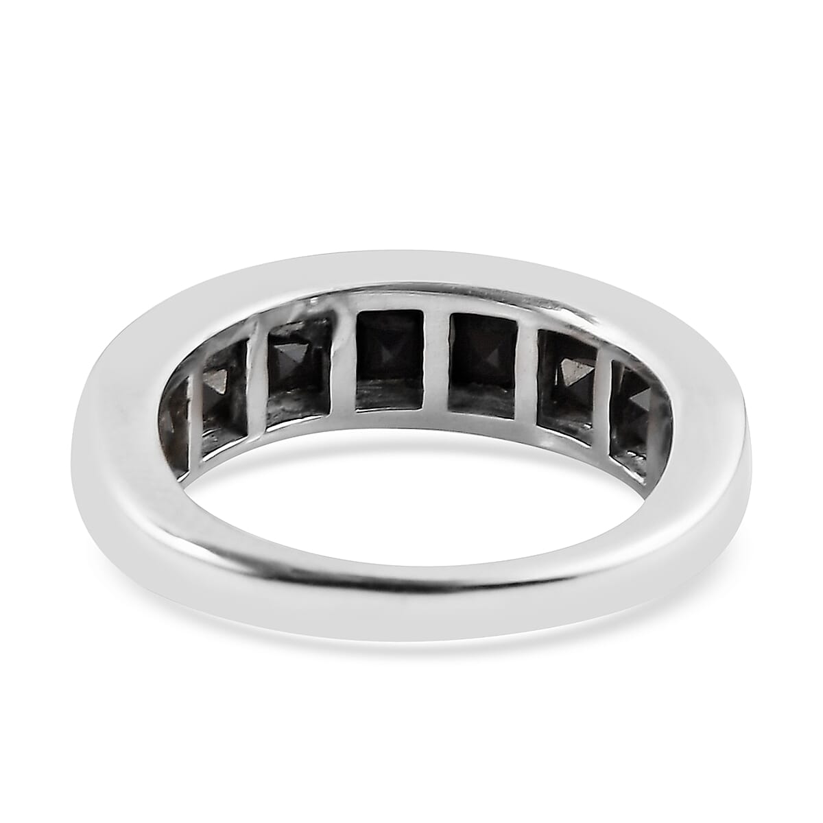 Thai Black Spinel Half Eternity Band Ring in Platinum Over Bronze (Size 5.0) 3.50 ctw image number 4
