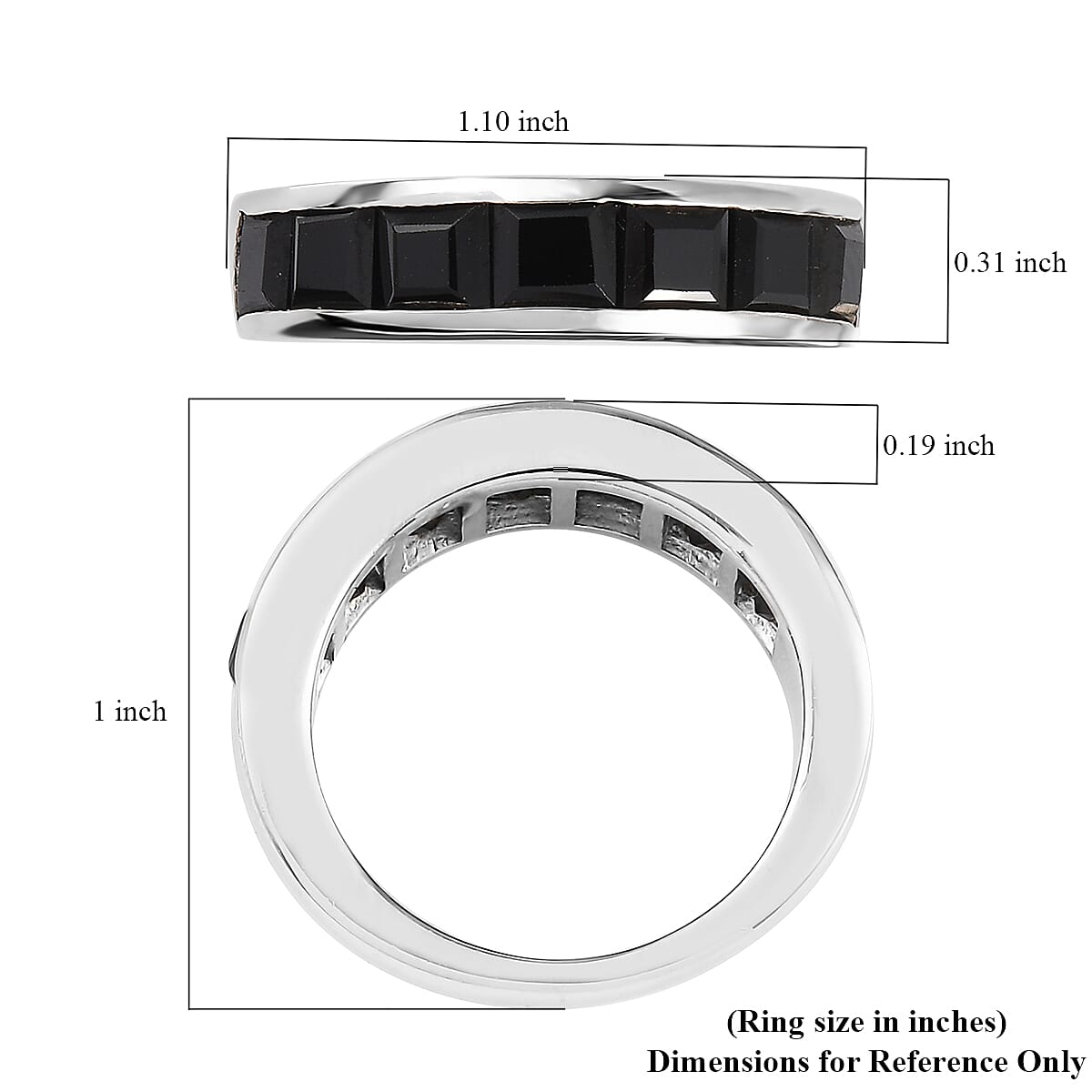 Thai Black Spinel Half Eternity Band Ring in Platinum Over Bronze (Size 8.0) 3.50 ctw image number 5
