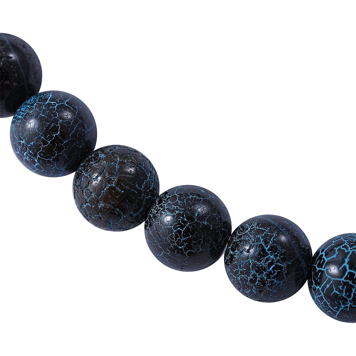 Blue Cracked Dream Crab Agate 12mm Beaded Necklace 18 Inches in Sterling Silver 250.00 ctw image number 2