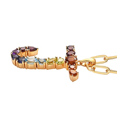 Multi Gemstone 3.00 ctw Necklace in 18K Vermeil Yellow Gold Over Sterling Silver 18 Inches