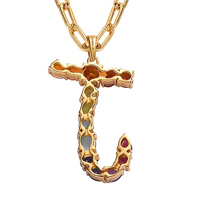 Multi Gemstone 3.00 ctw Necklace in 18K Vermeil Yellow Gold Over Sterling Silver 18 Inches