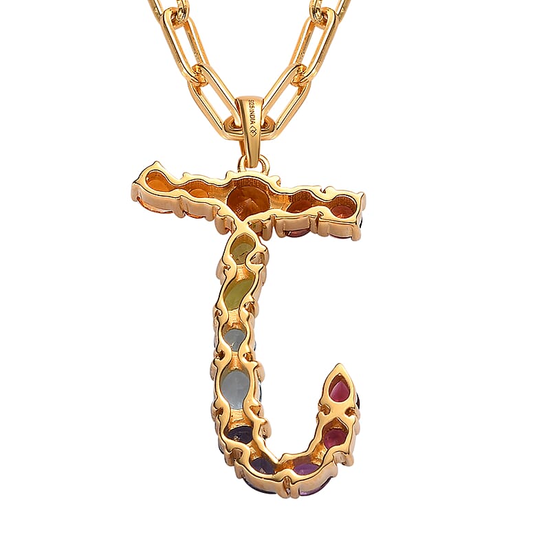Multi Gemstone 3.00 ctw Necklace in 18K Vermeil Yellow Gold Over Sterling Silver 18 Inches