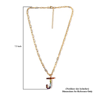 Multi Gemstone 3.00 ctw Necklace in 18K Vermeil Yellow Gold Over Sterling Silver 18 Inches