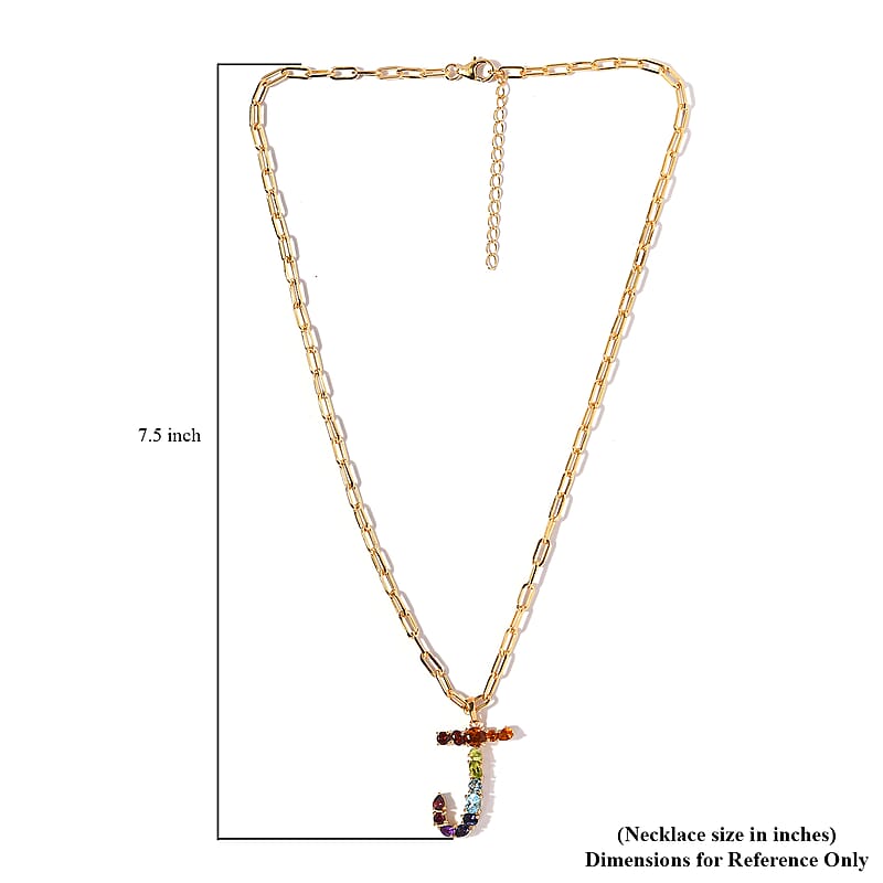 Multi Gemstone 3.00 ctw Necklace in 18K Vermeil Yellow Gold Over Sterling Silver 18 Inches