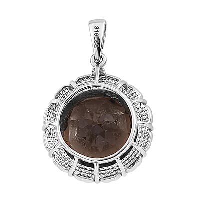 Brazilian Smoky Quartz Solitaire Pendant in Stainless Steel 10.00 ctw , Tarnish-Free, Waterproof, Sweat Proof Jewelry