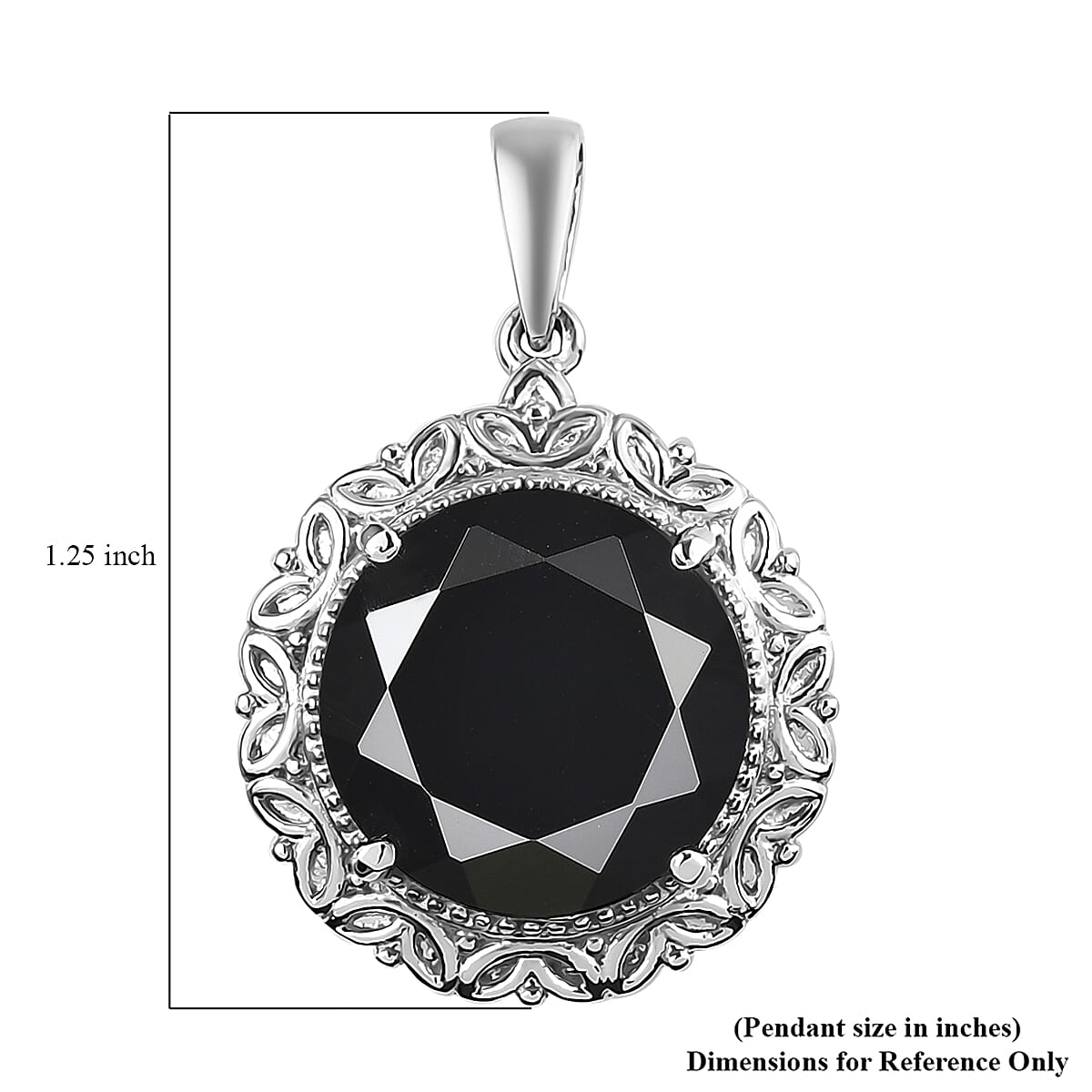 Thai Black Spinel Solitaire Pendant in Stainless Steel 10.35 ctw , Tarnish-Free, Waterproof, Sweat Proof Jewelry image number 5