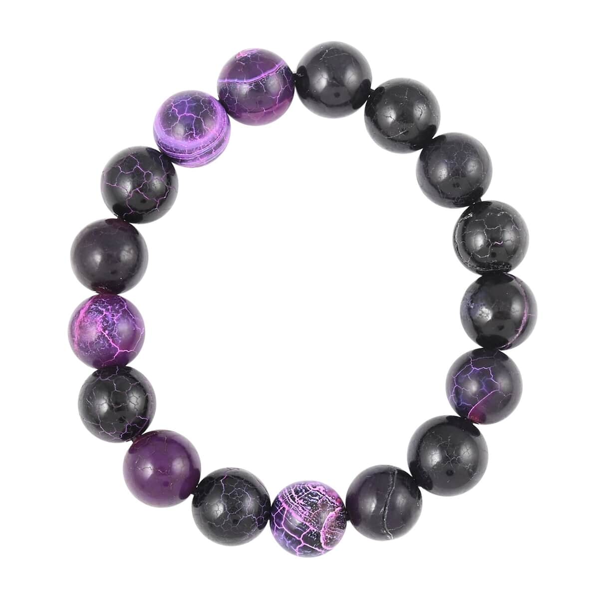 Purple Cracked Dream Crab Agate 150.00 ctw 12mm Beaded Stretch Bracelet image number 0