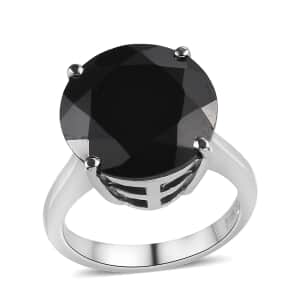 Thai Black Spinel Solitaire Ring in Stainless Steel (Size 10.0) 11.00 ctw