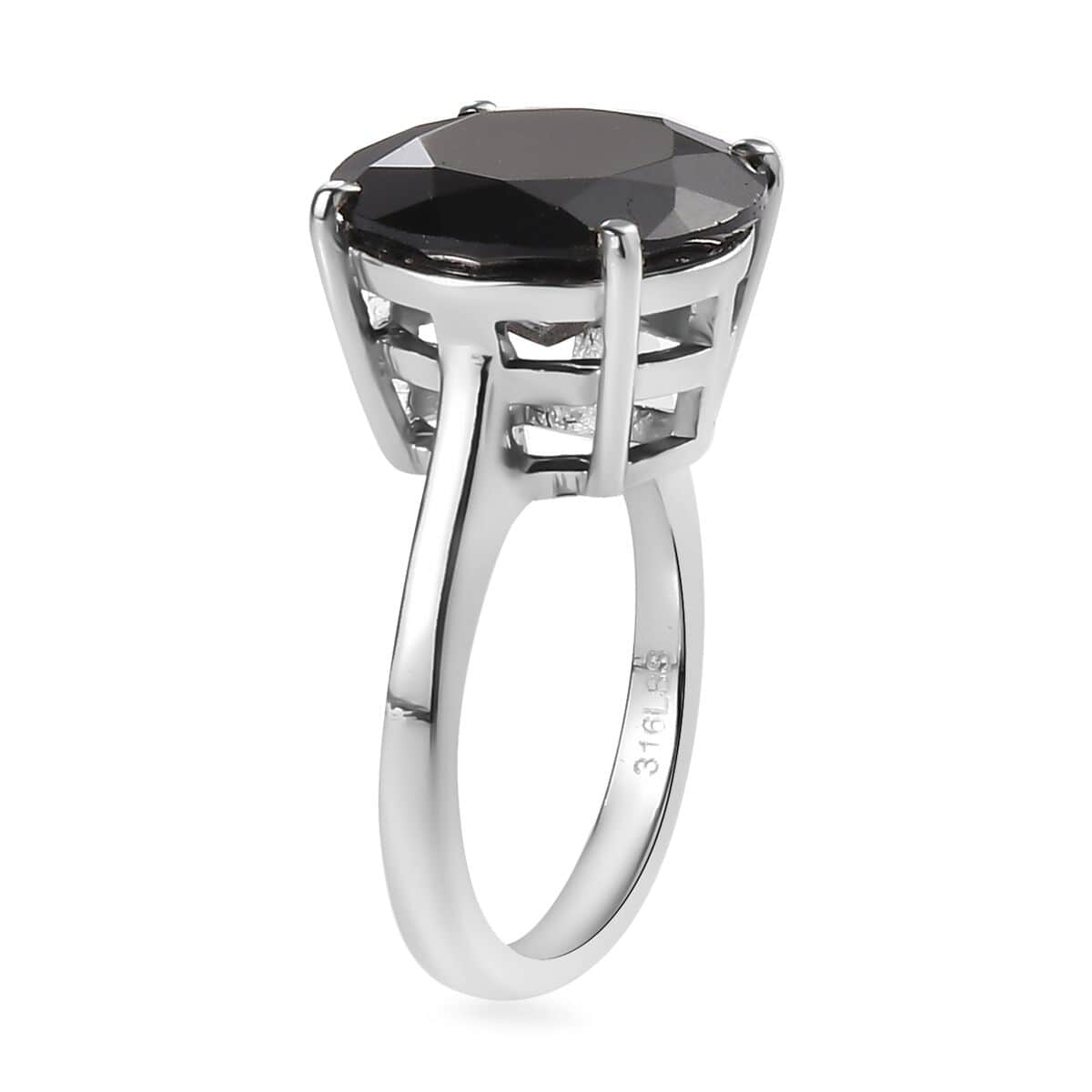 Thai Black Spinel Solitaire Ring in Stainless Steel (Size 10.0) 11.00 ctw image number 3