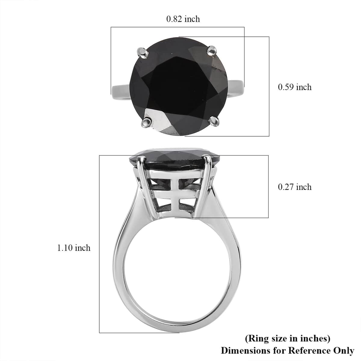 Thai Black Spinel Solitaire Ring in Stainless Steel (Size 10.0) 11.00 ctw image number 5
