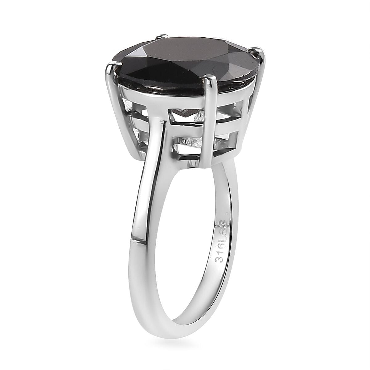 Thai Black Spinel Solitaire Ring in Stainless Steel (Size 11.0) 11.00 ctw image number 3