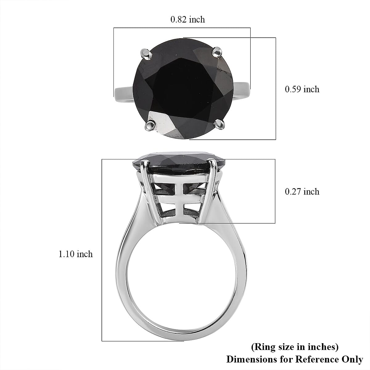 Thai Black Spinel Solitaire Ring in Stainless Steel (Size 11.0) 11.00 ctw image number 5