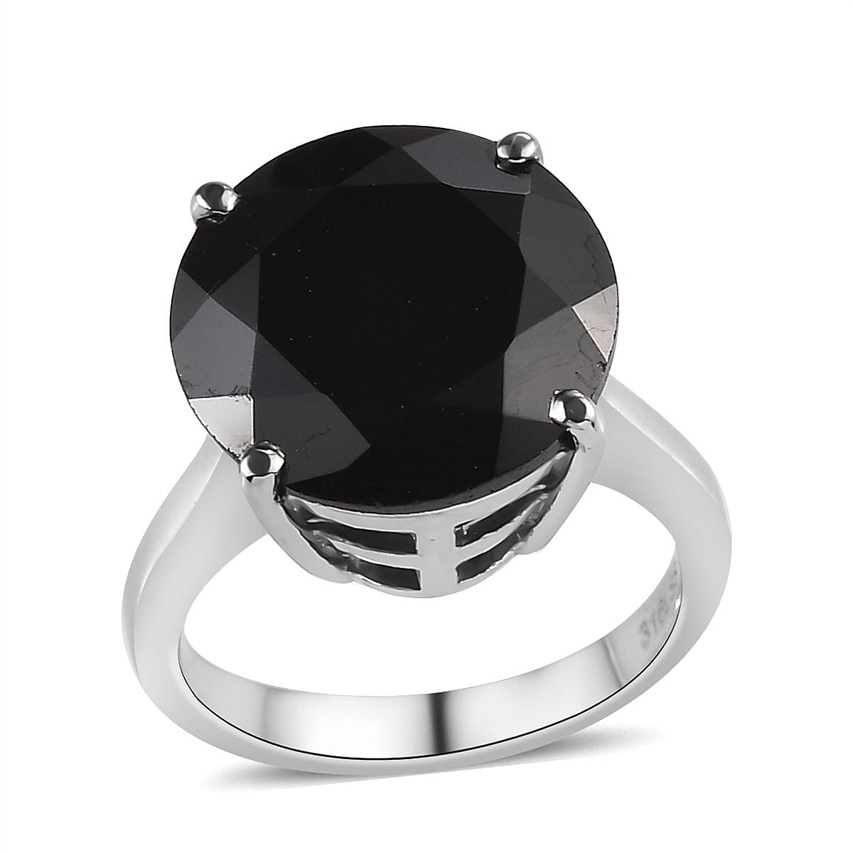 Thai Black Spinel Solitaire Ring in Stainless Steel (Size 8.0) 11.00 ctw image number 0