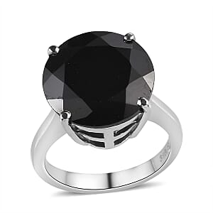 Thai Black Spinel Solitaire Ring in Stainless Steel (Size 8.0) 11.00 ctw