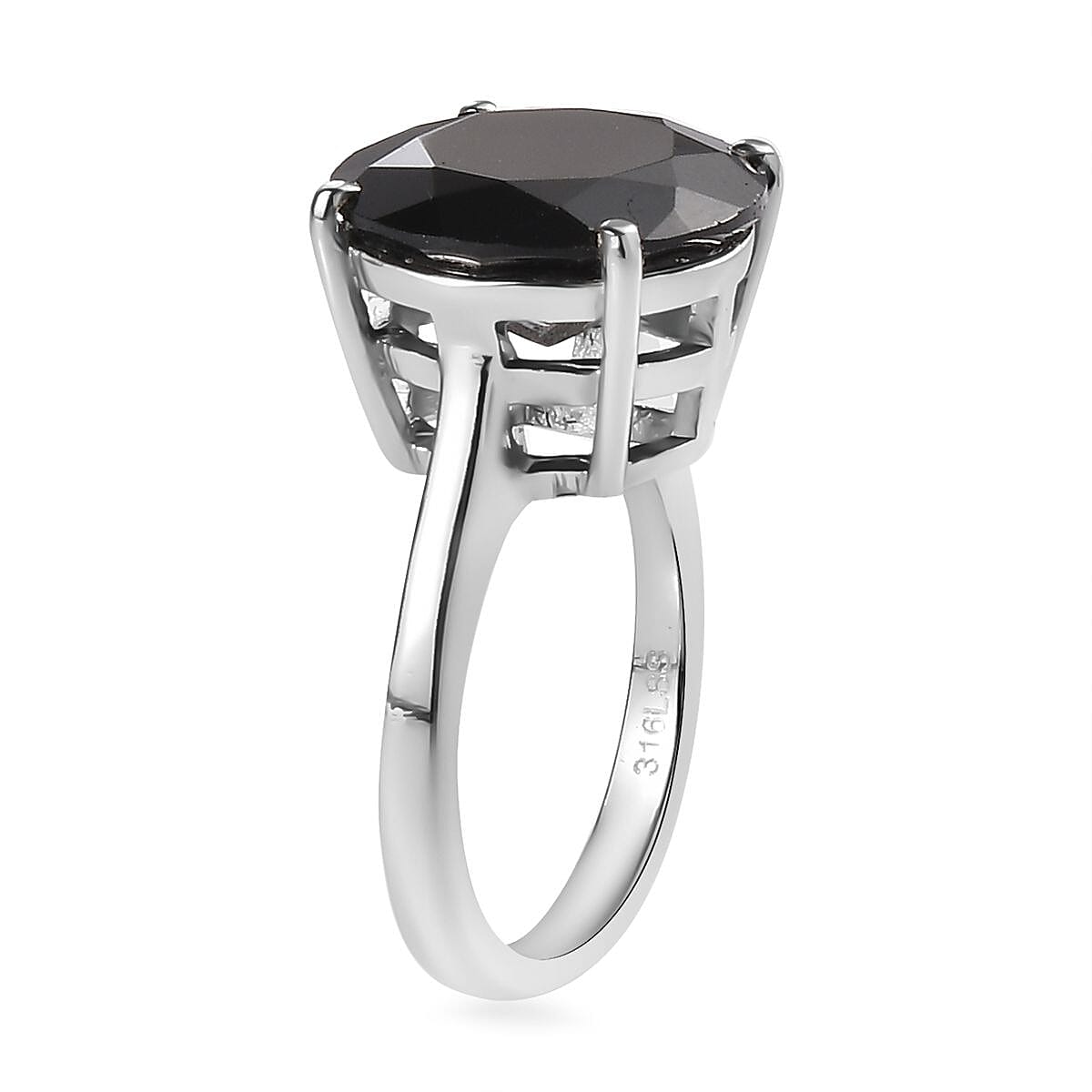 Thai Black Spinel Solitaire Ring in Stainless Steel (Size 8.0) 11.00 ctw image number 3