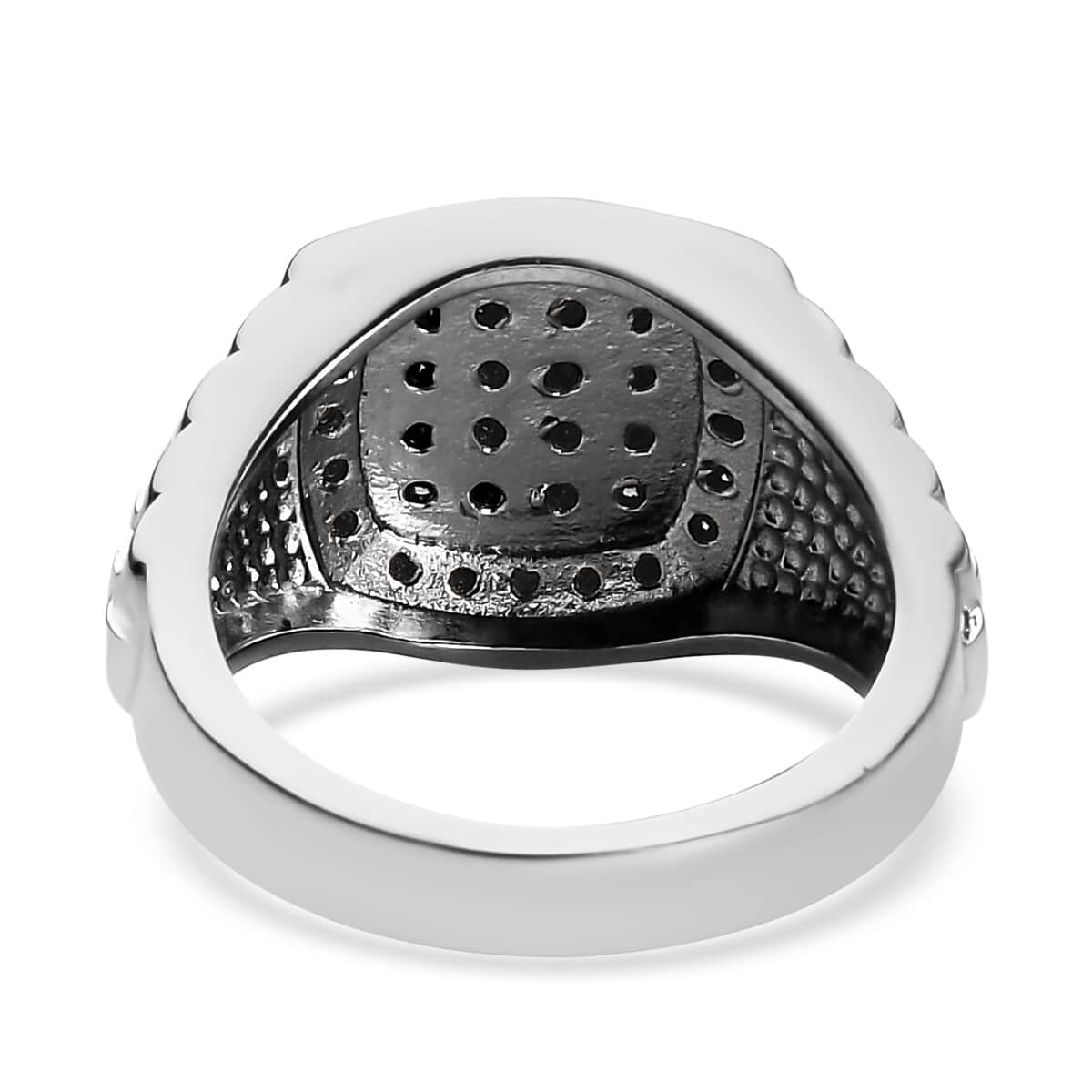 Thai Black Spinel Men's Ring in Stainless Steel 1.35 ctw image number 4