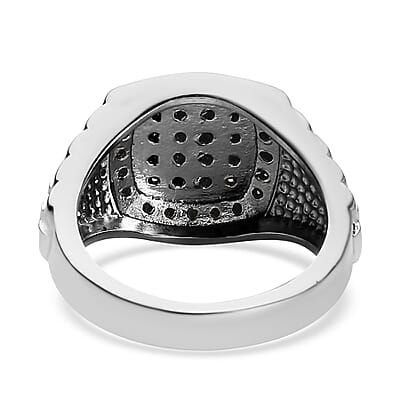 Thai Black Spinel Men's Ring in Stainless Steel (Size 10.0) 1.35 ctw
