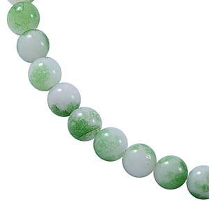 Green and White Agate 10mm Beaded Necklace 18 Inches in Sterling Silver 250.00 ctw