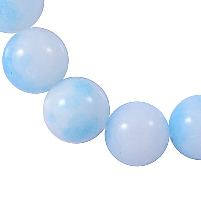 Sky Blue and white Agate Beaded Stretch Bracelet 75.00 ctw