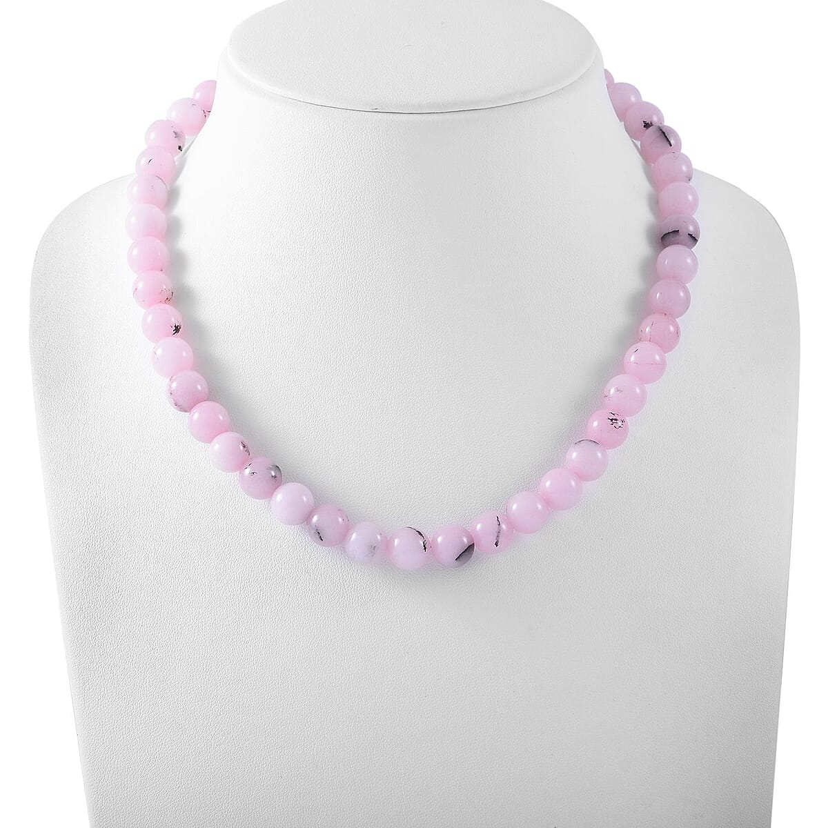 Pink and Black Agate Beaded Necklace 18 Inches in Sterling Silver 250.00 ctw image number 1