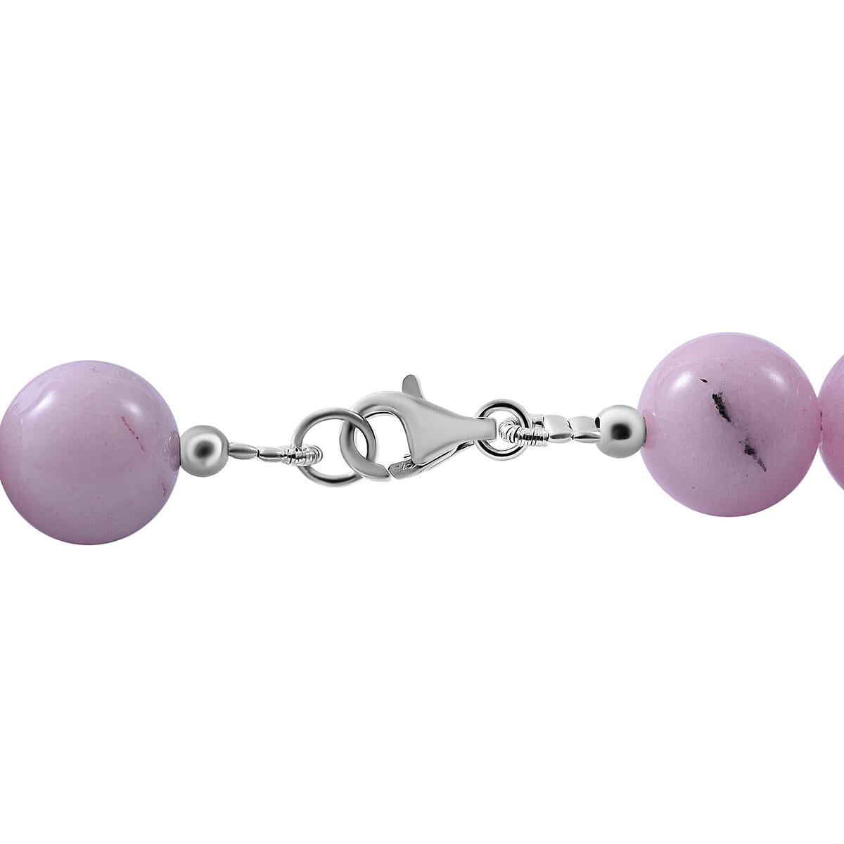 Pink and Black Agate Beaded Necklace 18 Inches in Sterling Silver 250.00 ctw image number 3