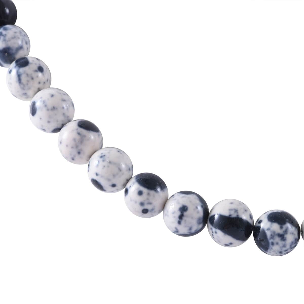 White and Black Agate 10mm Beaded Necklace 18 Inches in Sterling Silver 250.00 ctw image number 1