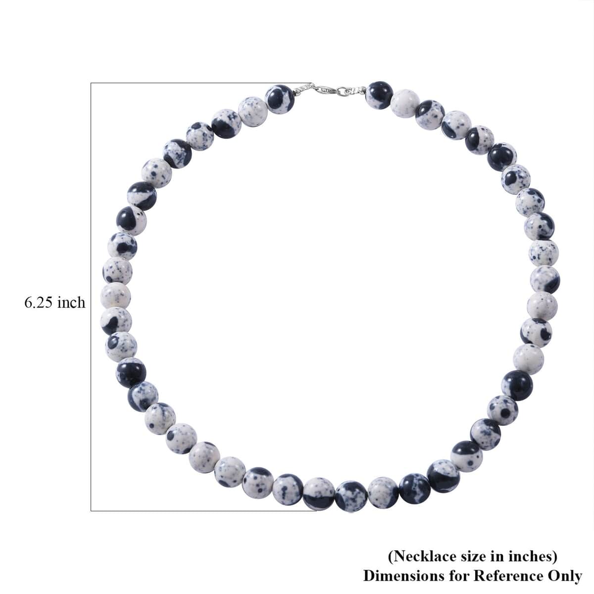 White and Black Agate 10mm Beaded Necklace 18 Inches in Sterling Silver 250.00 ctw image number 3