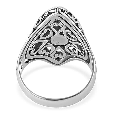 Bali Legacy Sterling Silver Marquise Shape Filigree Ring (Size 10.0) 7.2 Grams