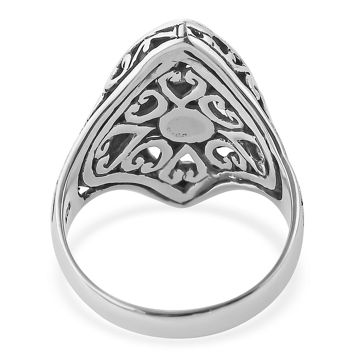 Bali Legacy Sterling Silver Marquise Shape Filigree Ring (Size 8.0) 7.2 Grams image number 4