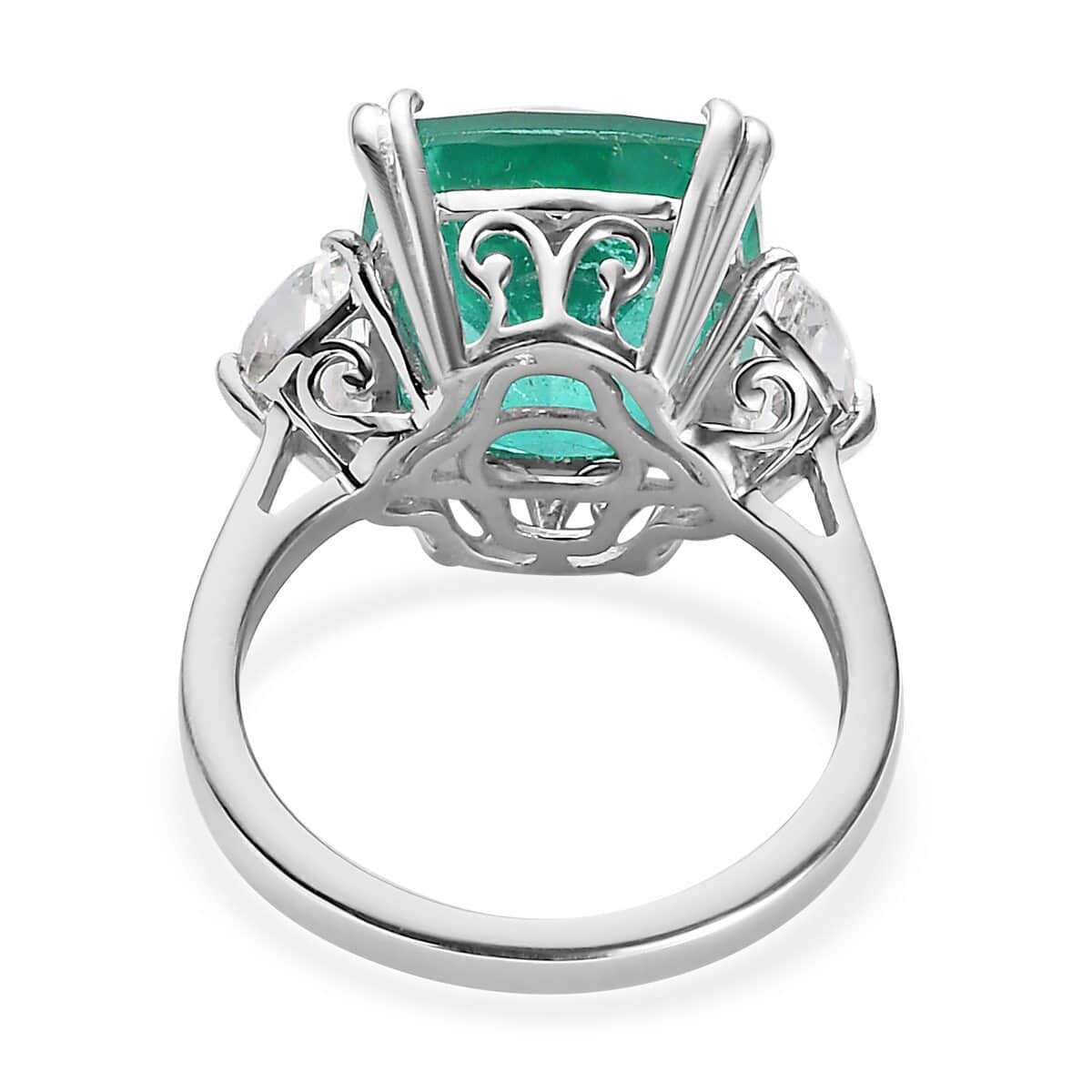 Emeraldine Quartz (Triplet) and White Topaz Ring in Platinum Over Sterling Silver (Delivery in 7-10 Business Days) 10.75 ctw image number 4