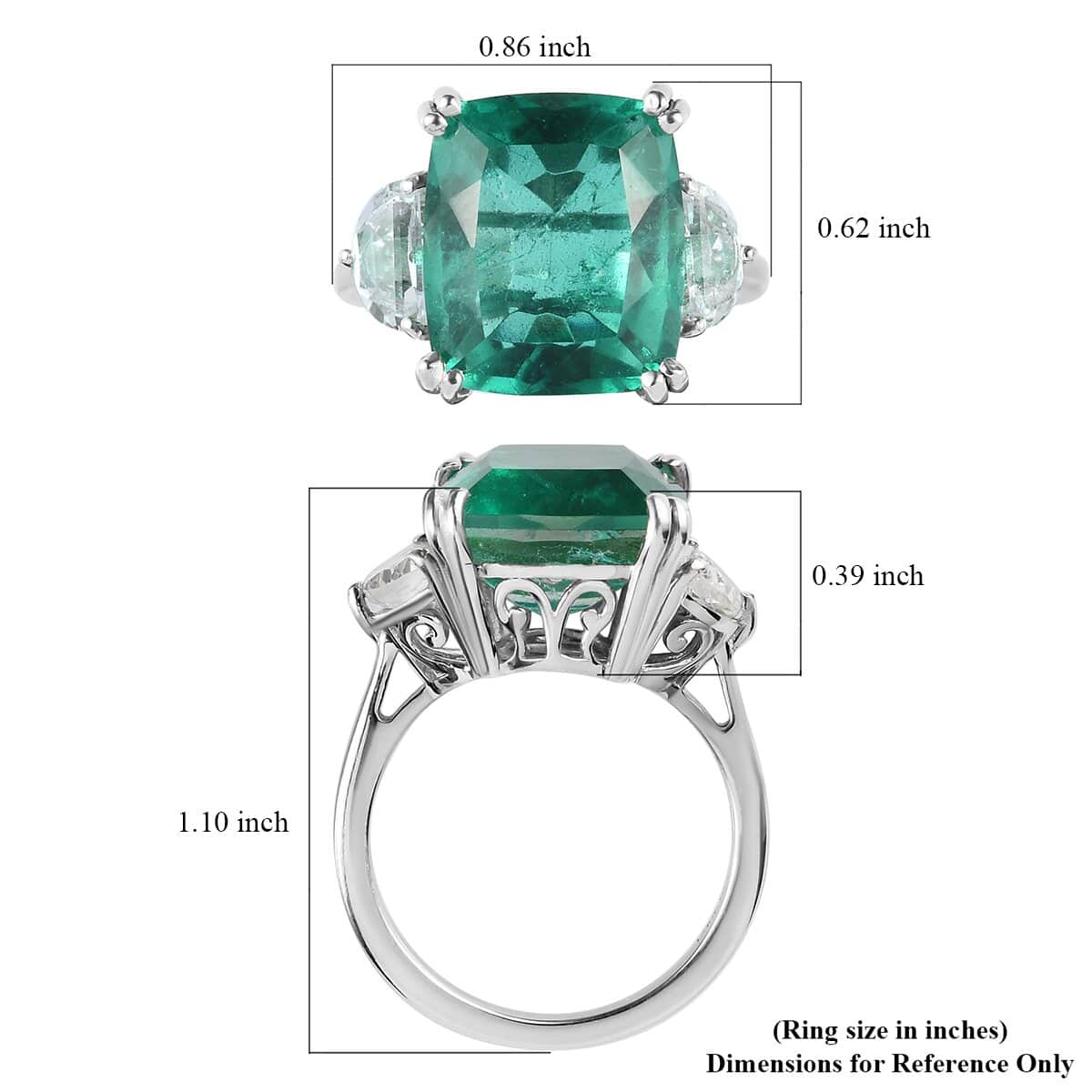 Emeraldine Quartz (Triplet) and White Topaz Ring in Platinum Over Sterling Silver (Delivery in 7-10 Business Days) 10.75 ctw image number 5