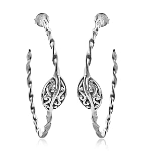 Bali Legacy Sterling Silver Half Hoop Earrings 6.80 Grams