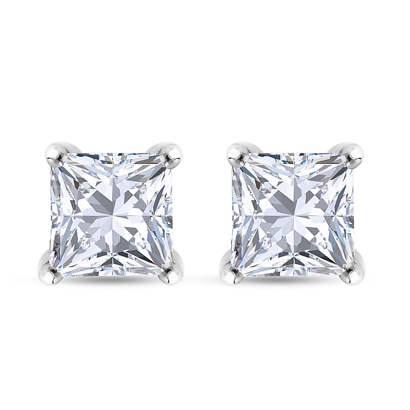Brilliant Cut Moissanite Stud Earrings in Platinum Over Sterling Silver 2.35 ctw