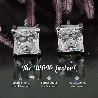 Brilliant Cut Moissanite Stud Earrings in Platinum Over Sterling Silver 2.35 ctw