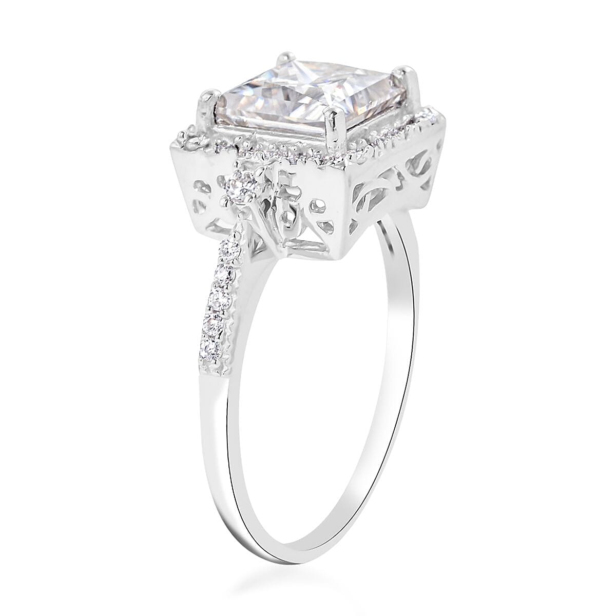 Brilliant Cut Moissanite Ring in Platinum Over Sterling Silver (Size 10.0) 3.25 ctw