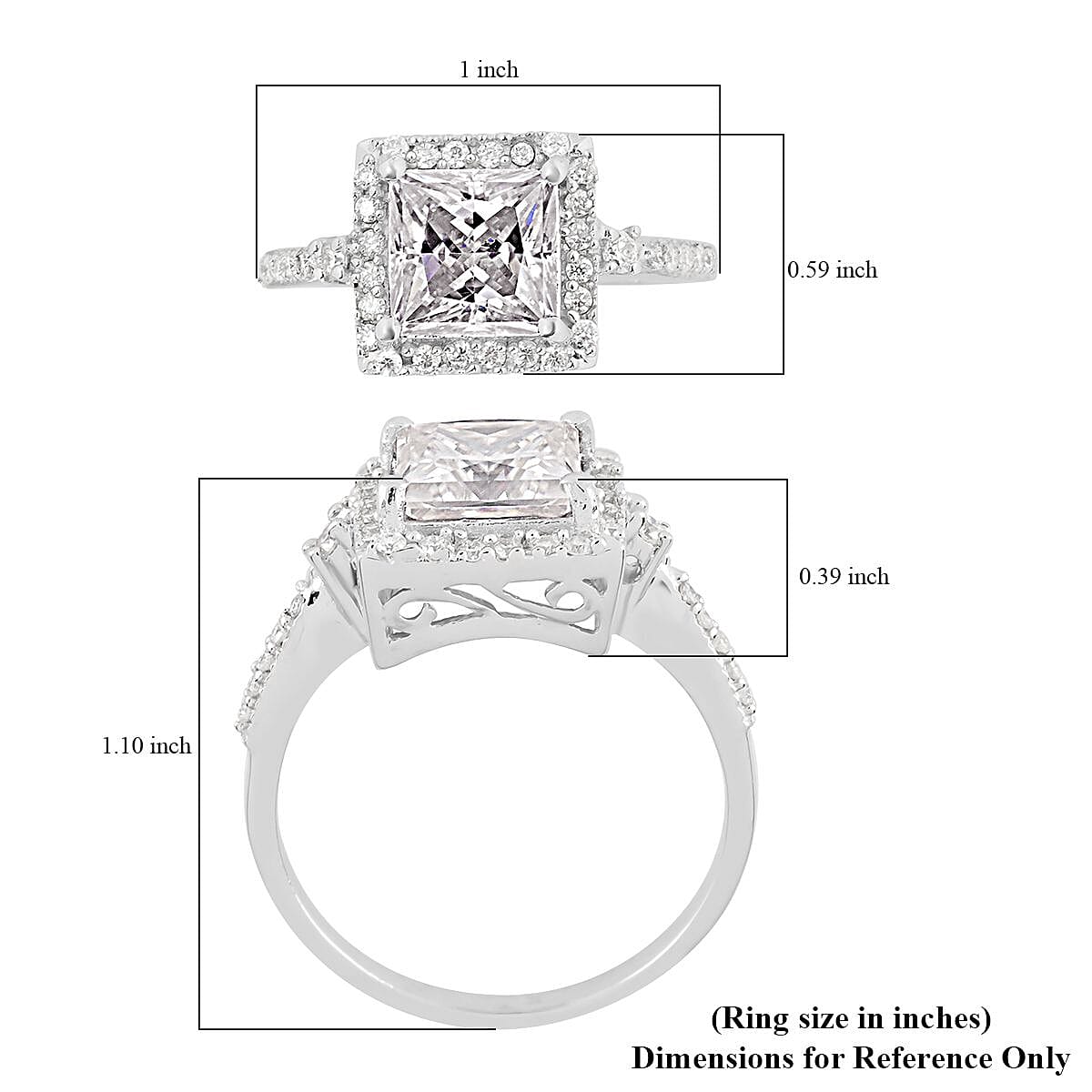 Brilliant Cut Moissanite Ring in Platinum Over Sterling Silver (Size 10.0) 3.25 ctw