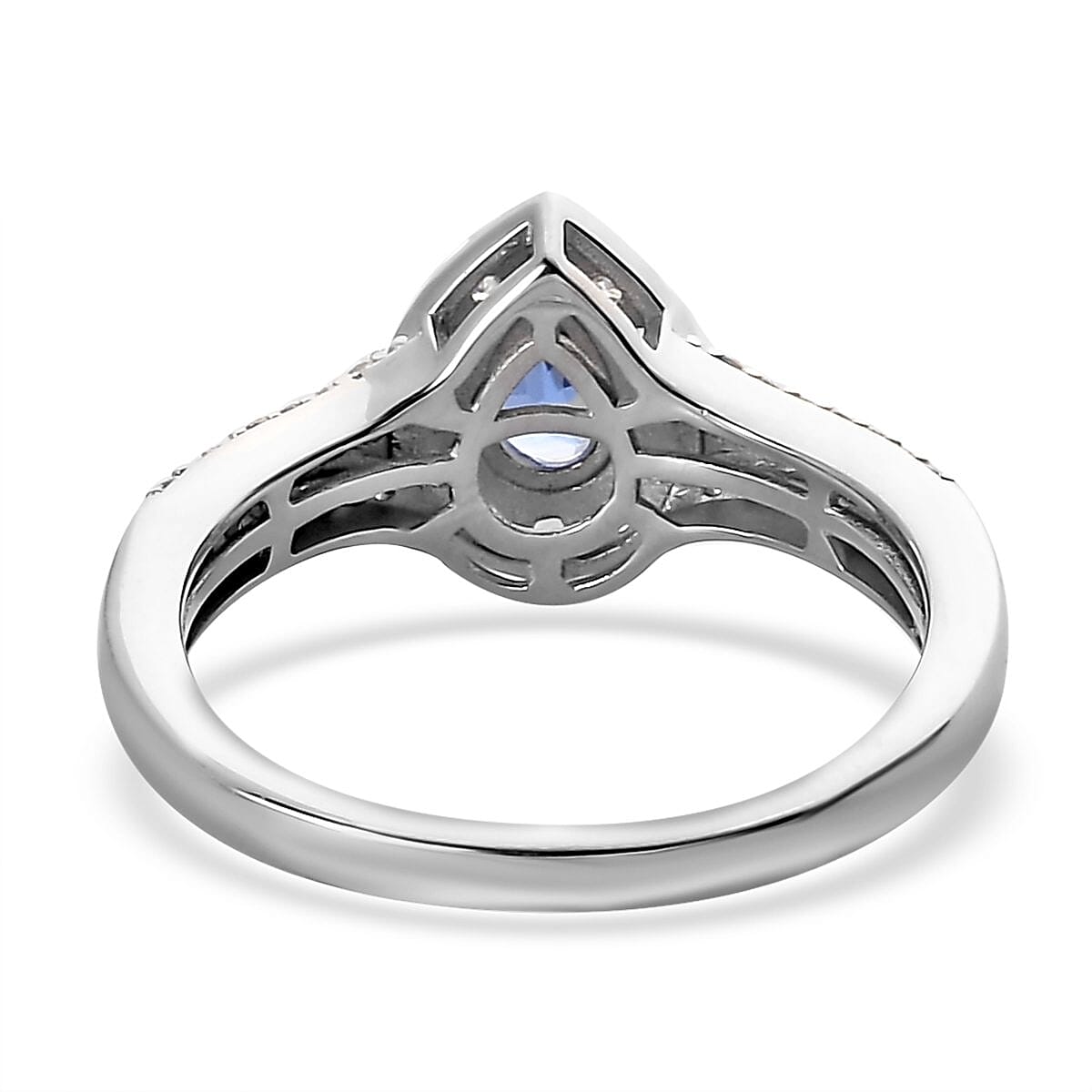 AAA Tanzanite and White Zircon Halo Ring in Platinum Over Sterling Silver (Size 8.0) 1.00 ctw image number 4