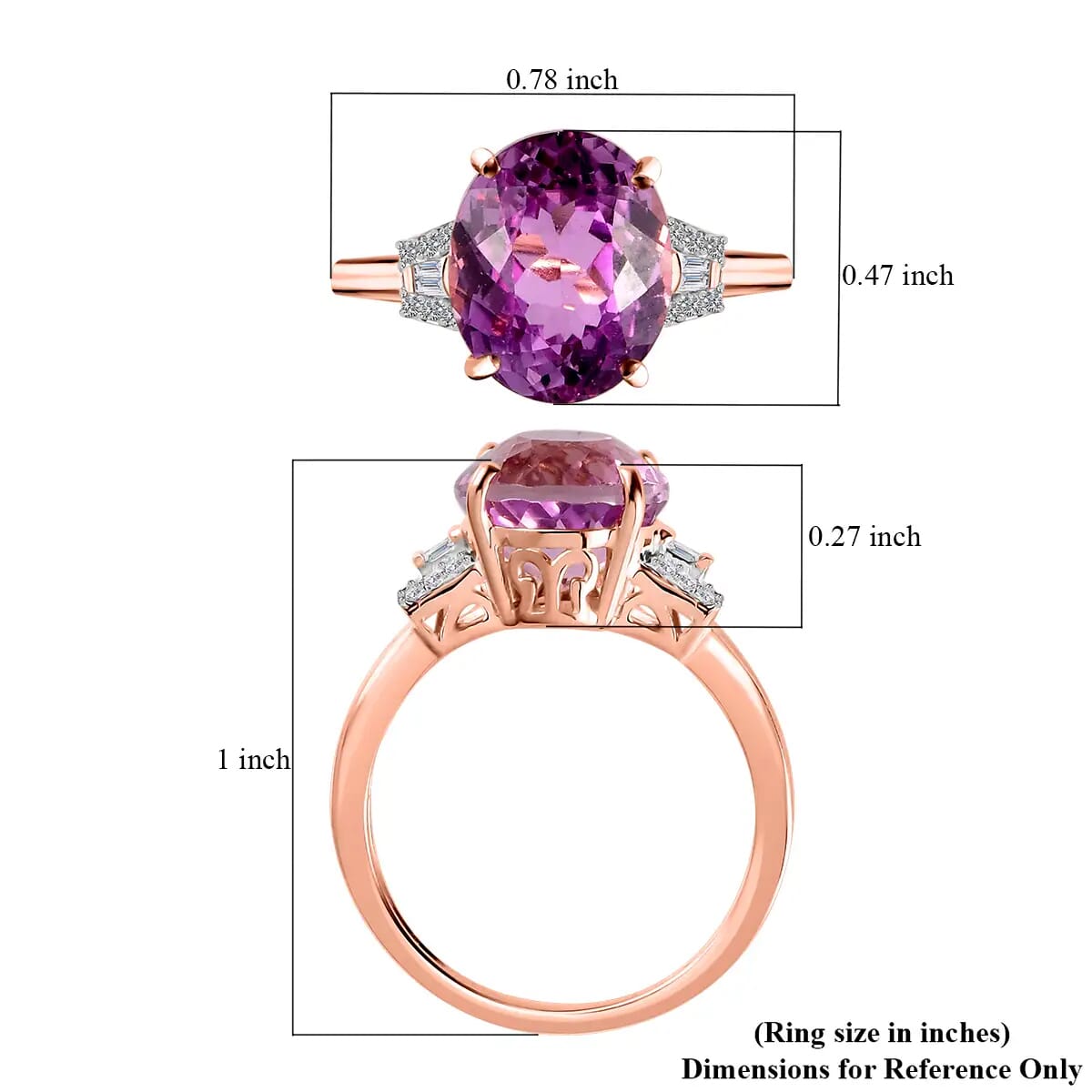 Luxoro AAA Martha Rocha Kunzite Ring, G-H I2 Diamond Accent Ring, 14K Rose Gold Ring, Kunzite Jewelry For Her, Gold Gifts For Her 4.90 ctw (Size 7.00) image number 6
