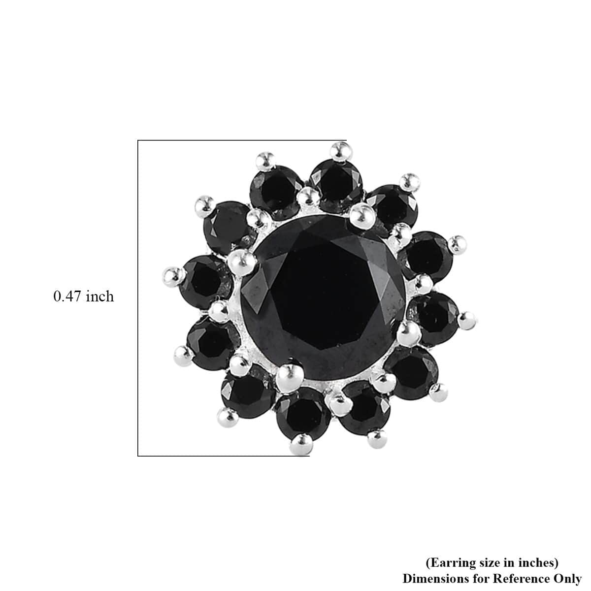 Simulated Black Diamond Halo Stud Earrings in Sterling Silver 4.20 ctw image number 4