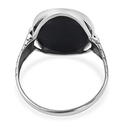 Abalone Shell Solitaire Ring in Sterling Silver (Size 10.0)