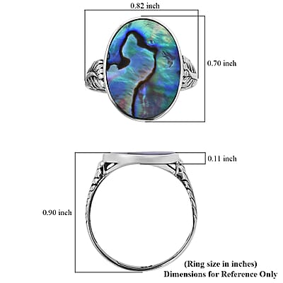 Abalone Shell Solitaire Ring in Sterling Silver (Size 10.0)