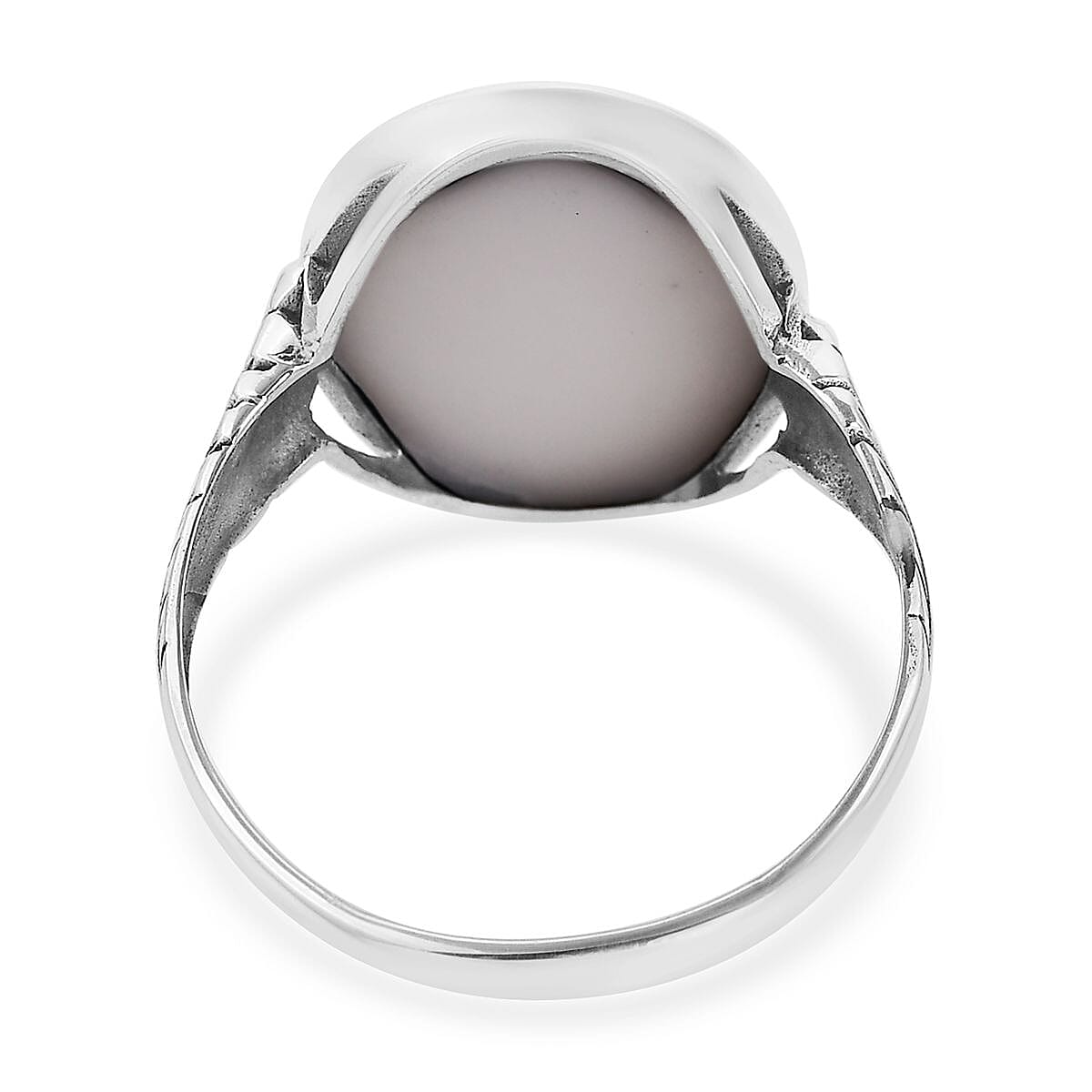Mother Of Pearl Solitaire Ring in Sterling Silver (Size 8.0)