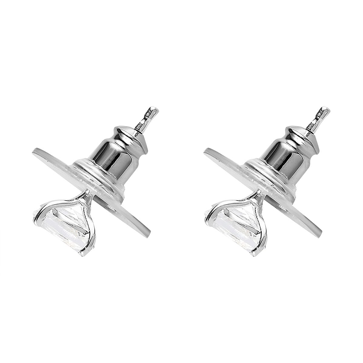 Brazilian Goshenite Solitaire Stud Earrings in Sterling Silver, Goshenite Jewelry, Birthday Anniversary Gift For Her 0.75 ctw image number 3