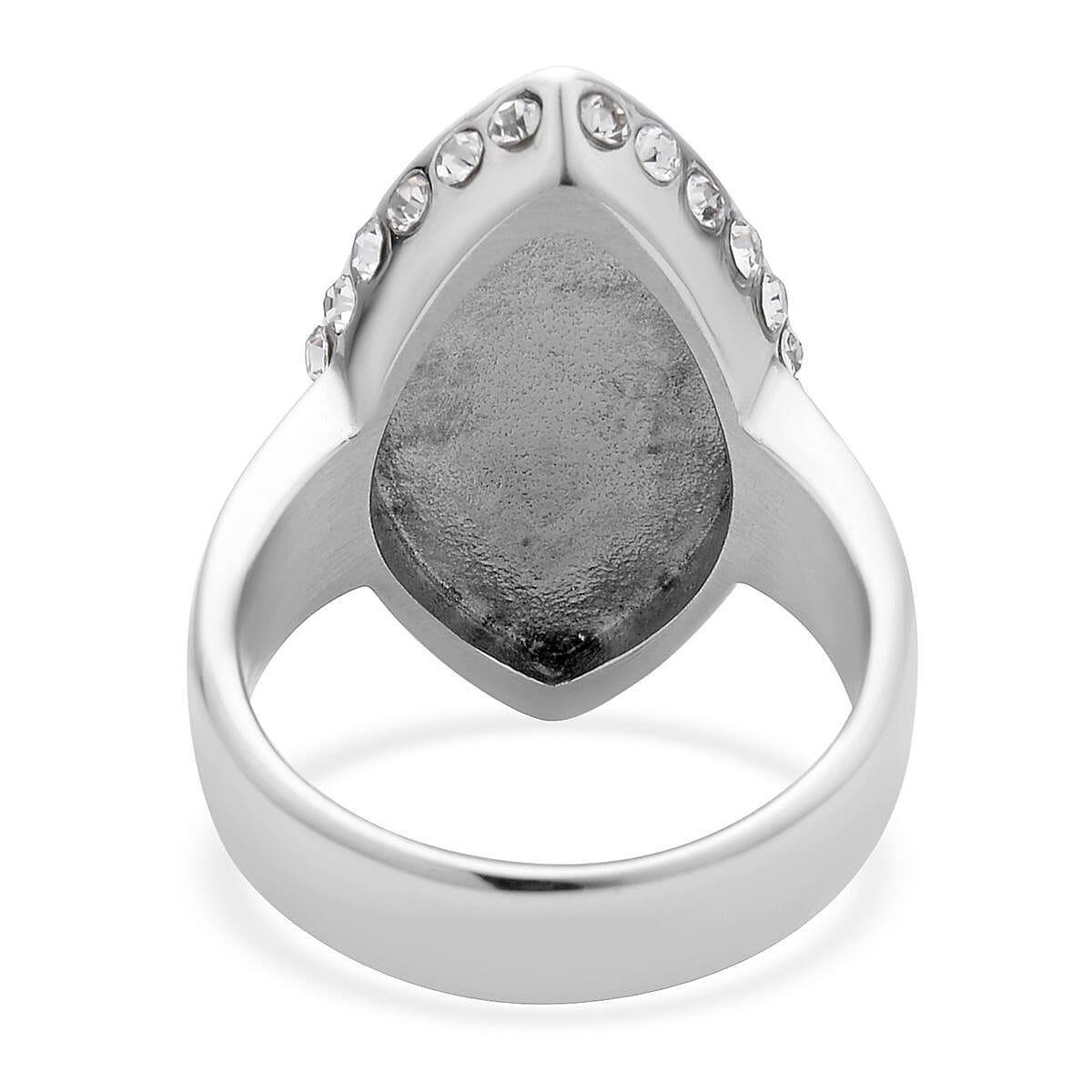 Lab Created Opal and White Austrian Crystal Ring in Stainless Steel 3.00 ctw image number 4